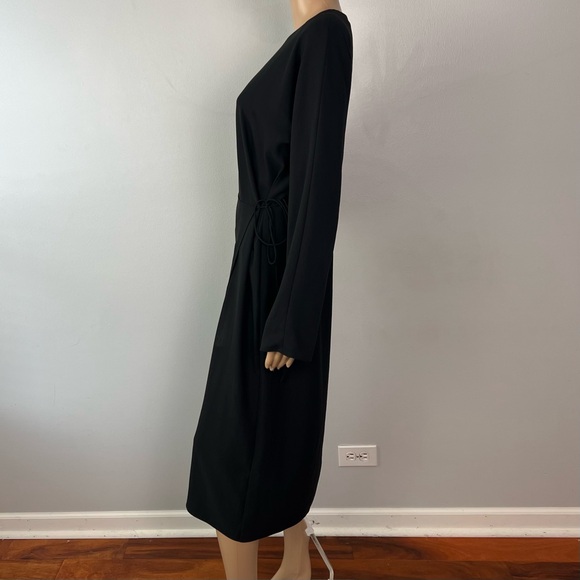 VINCE BLACK LONG SLEEVE BUTTON-BACK MIDI DRESS - Picture 6 of 11